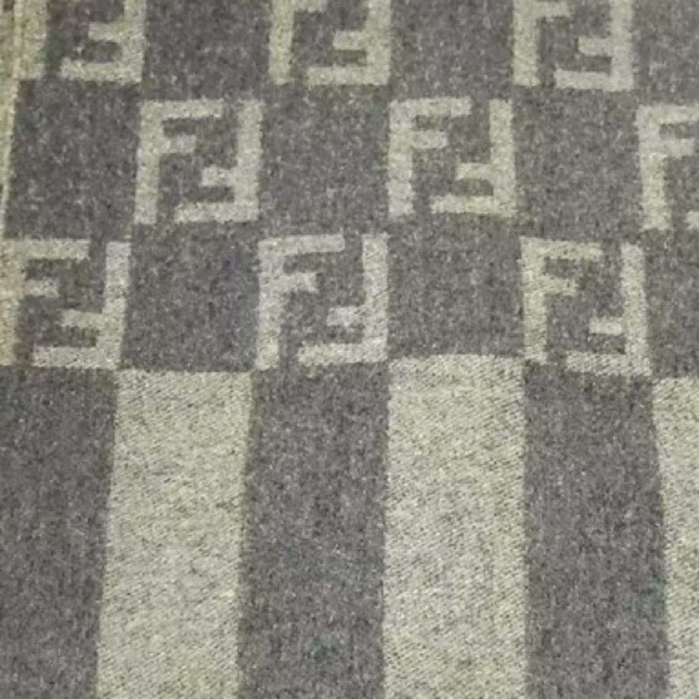 Auth Fendi Shades of Gray Print Wool Scarf Muffler Stole - Picture 3 of 4